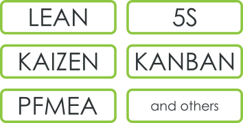 instruments Lean, Kaizen, PFMEA, 5S, KANBAN